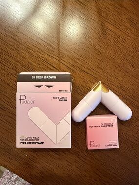 Pudaier Eyeliner Stamp & Blotting Papers in deep brown